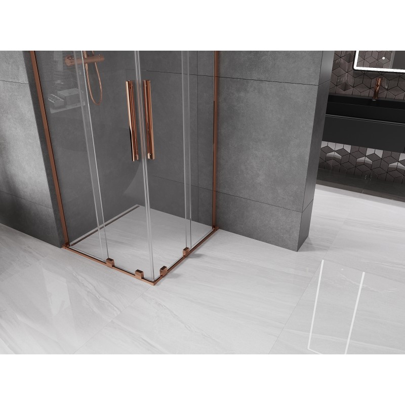 Mexen Velar L Duo Schiebetür-Duschkabine 80 x 80 cm, transparent, Roségold - 871-080-080-02-03-60