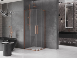 Mexen Velar L Duo Schiebetür-Duschkabine 80 x 80 cm, transparent, Roségold - 871-080-080-02-03-60