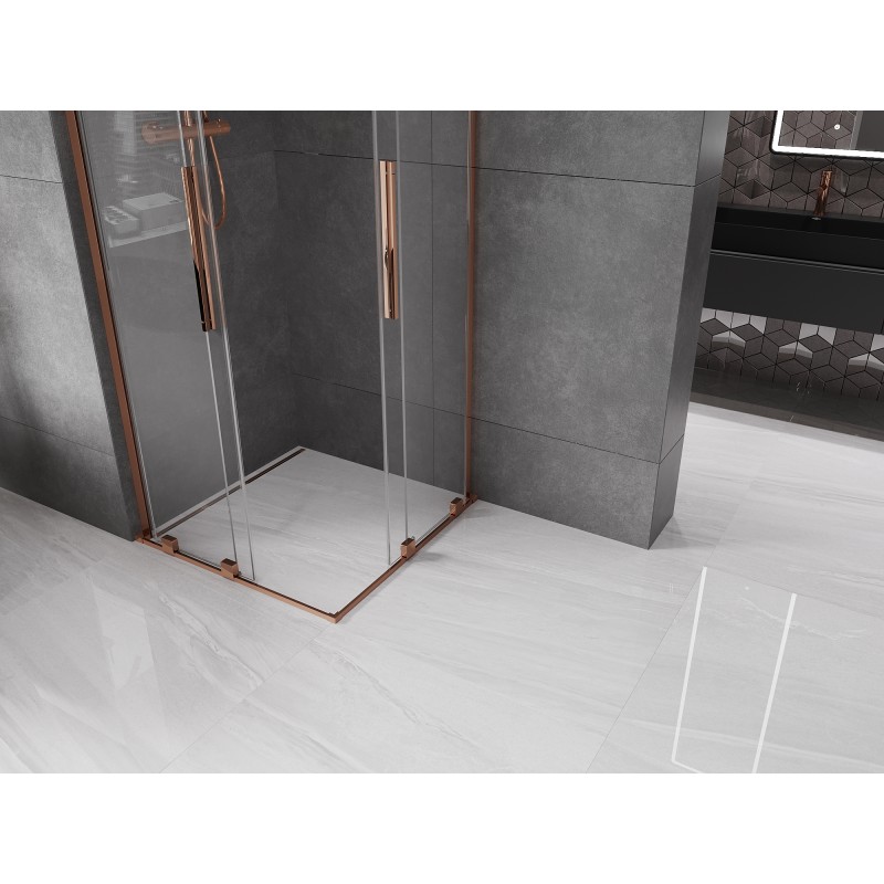 Mexen Velar L Duo Schiebeduschkabine 90 x 90 cm, transparent, Roségold - 871-090-090-02-03-60