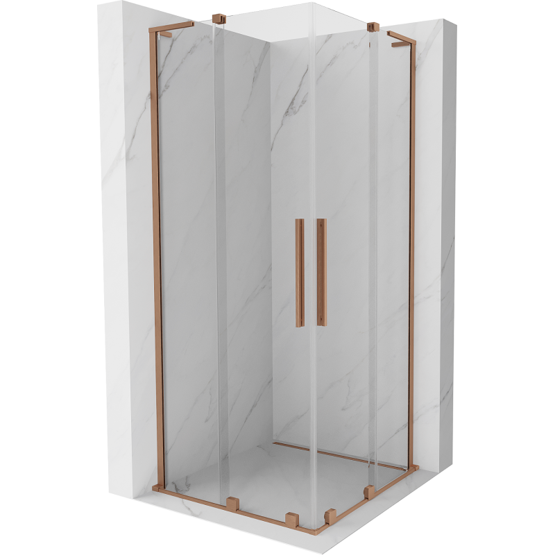 Mexen Velar L Duo Duschkabine Schiebetür 100 x 100 cm, transparent, gebürstetes Kupfer - 871-100-100-02-03-65