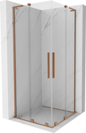 Mexen Velar L Duo Duschkabine Schiebetür 100 x 100 cm, transparent, gebürstetes Kupfer - 871-100-100-02-03-65