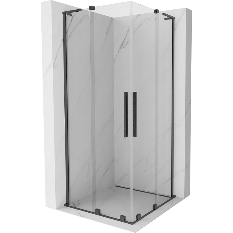 Mexen Velar L Duo Duschkabine Schiebetür 100 x 100 cm, transparent, gebürstet gun gray - 871-100-100-02-03-66