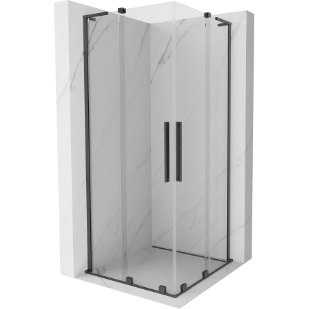 Mexen Velar L Duo Duschkabine Schiebetür 100 x 100 cm, transparent, gebürstet gun gray - 871-100-100-02-03-66