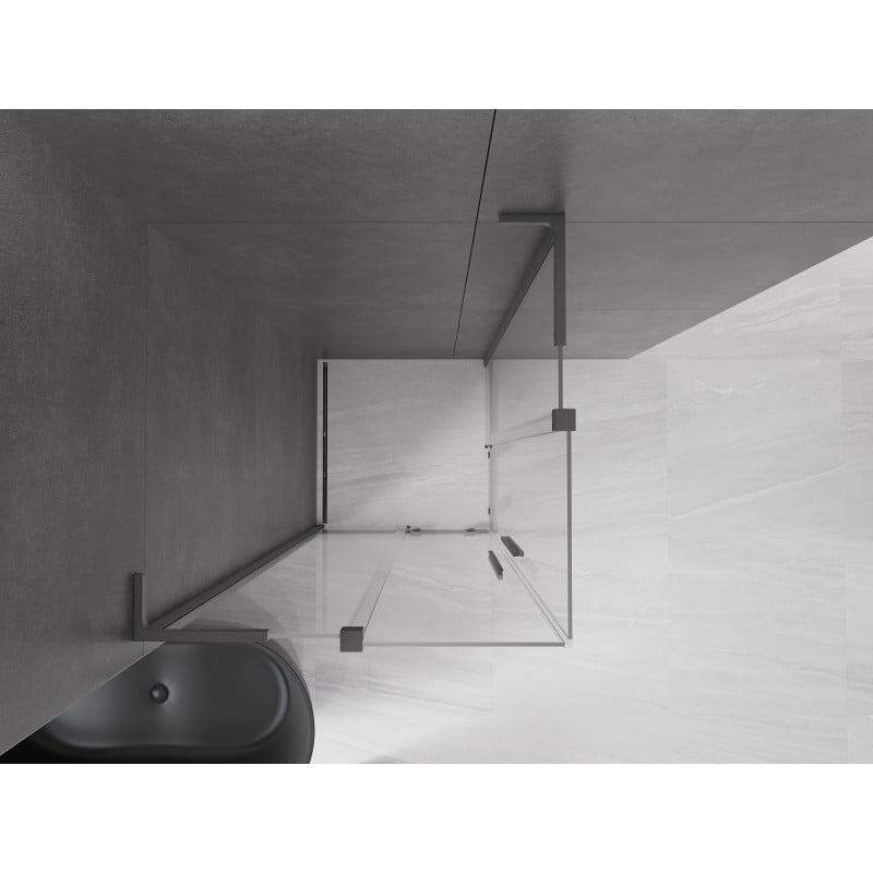 Mexen Velar L Duo Duschkabine, Schiebetür 80 x 80 cm, transparent, gun grau gebürstet - 871-080-080-02-03-66
