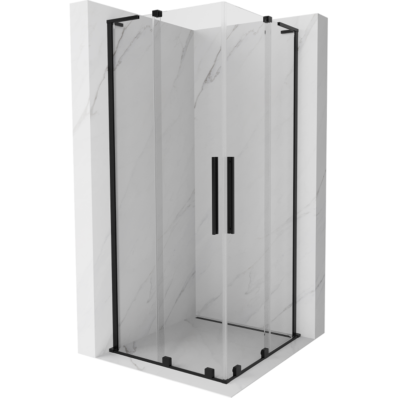 Mexen Velar L Duo Duschkabine schiebbar 90 x 90 cm, transparent, schwarz - 871-090-090-02-03-70