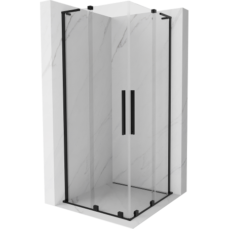 Mexen Velar L Duo Duschkabine, Schiebetür 100 x 100 cm, transparent, schwarz - 871-100-100-02-03-70