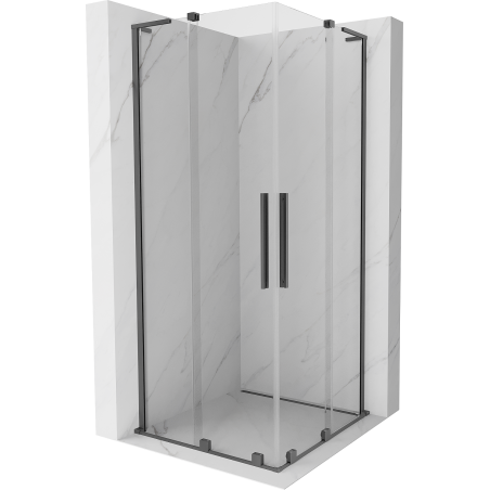 Mexen Velar L Duo Duschkabine Schiebetür 90 x 90 cm, transparent, Gun Metal - 871-090-090-02-03-95