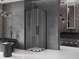 Mexen Velar L Duo Duschkabine, Schiebetür 100 x 100 cm, transparent, schwarz - 871-100-100-02-03-70