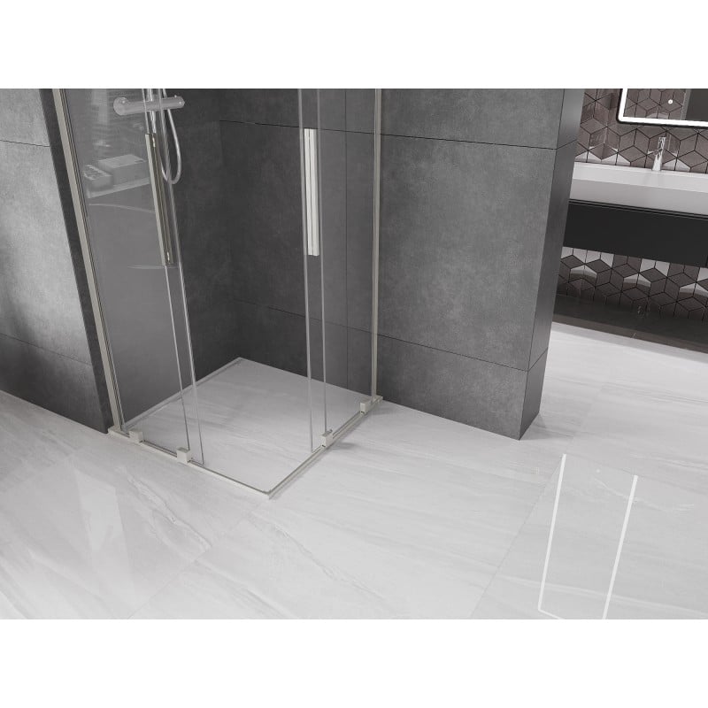 Mexen Velar L Duo Schiebeduschkabine 80 x 80 cm, transparent, gebürstetes Nickel - 871-080-080-02-03-97