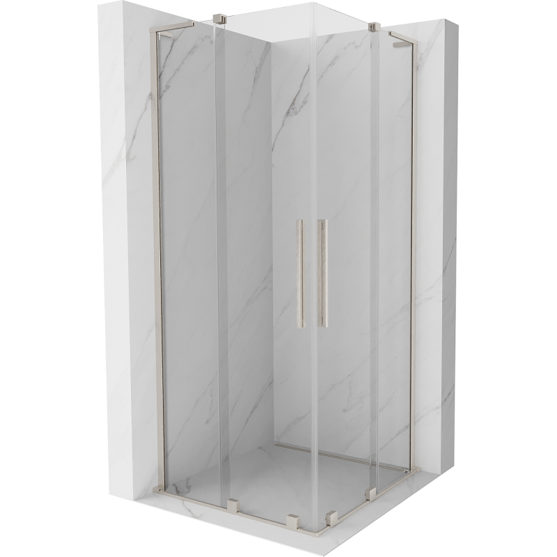 Mexen Velar L Duo Duschkabine Schiebetür 90 x 90 cm, transparent, gebürsteter Nickel - 871-090-090-02-03-97