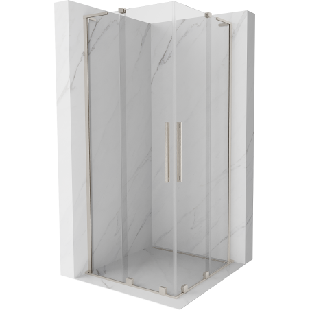 Mexen Velar L Duo Duschkabine Schiebetür 90 x 90 cm, transparent, gebürsteter Nickel - 871-090-090-02-03-97