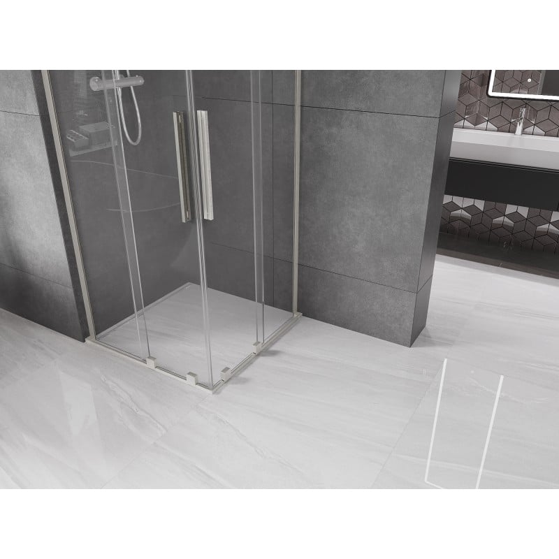Mexen Velar L Duo Schiebeduschkabine 80 x 80 cm, transparent, gebürstetes Nickel - 871-080-080-02-03-97