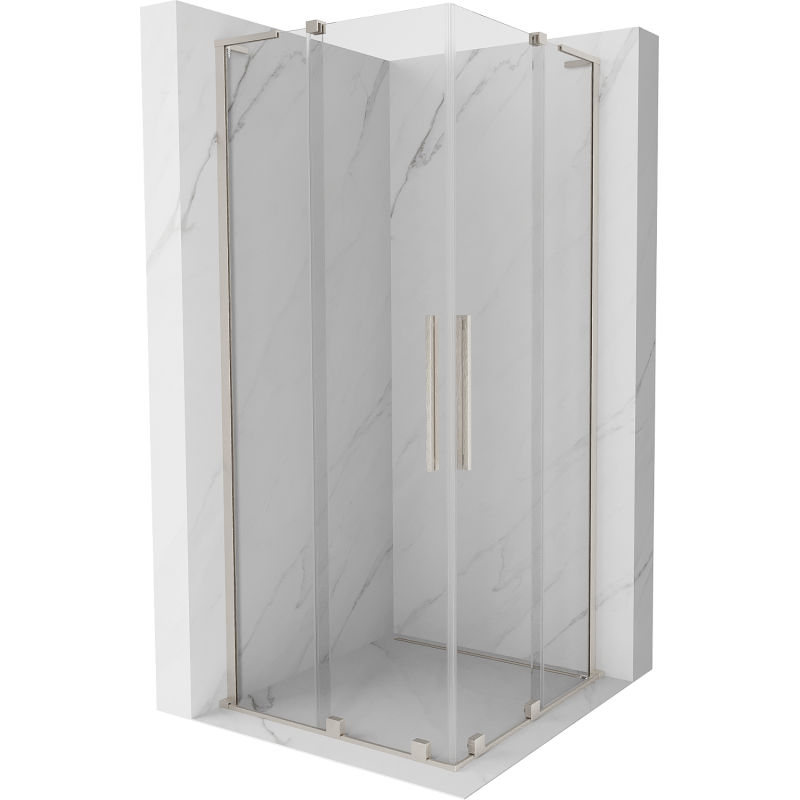 Mexen Velar L Duo Schiebeduschkabine 100 x 100 cm, transparent, gebürstetes Nickel - 871-100-100-02-03-97