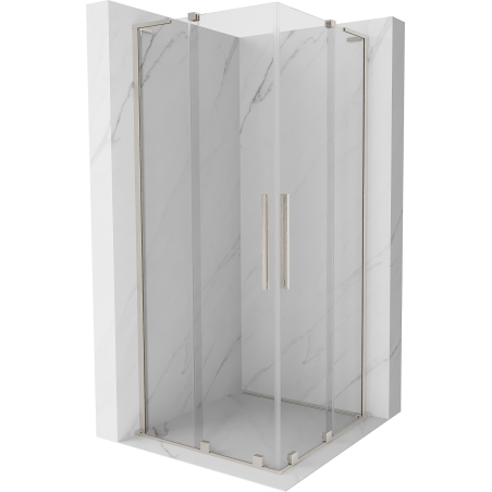 Mexen Velar L Duo Schiebeduschkabine 100 x 100 cm, transparent, gebürstetes Nickel - 871-100-100-02-03-97