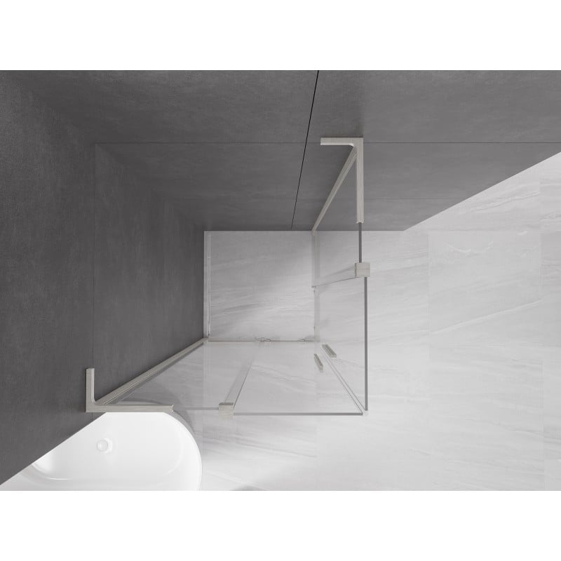 Mexen Velar L Duo Schiebeduschkabine 80 x 80 cm, transparent, gebürstetes Nickel - 871-080-080-02-03-97