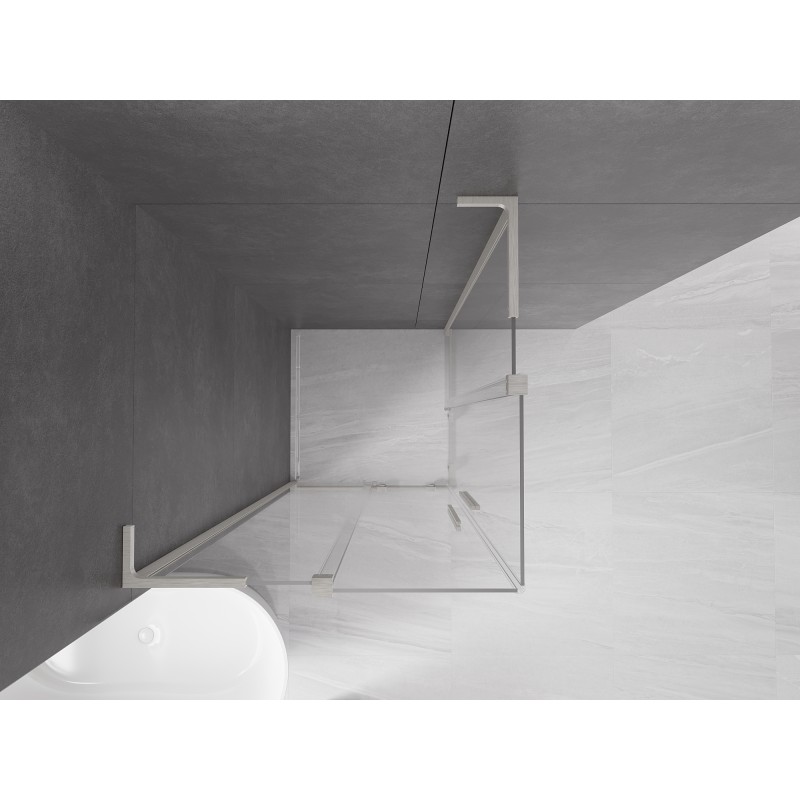 Mexen Velar L Duo Schiebeduschkabine 100 x 100 cm, transparent, gebürstetes Nickel - 871-100-100-02-03-97