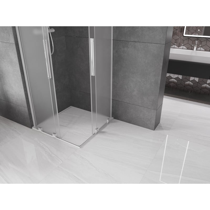 Mexen Velar L Duo Schiebeduschkabine 100 x 100 cm, satiniert, Chrom - 871-100-100-02-33-01