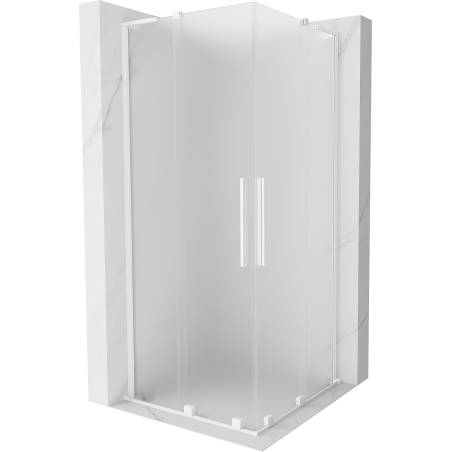 Mexen Velar L Duo Schiebeduschkabine 80 x 80 cm, Milchglas, weiß - 871-080-080-02-33-20