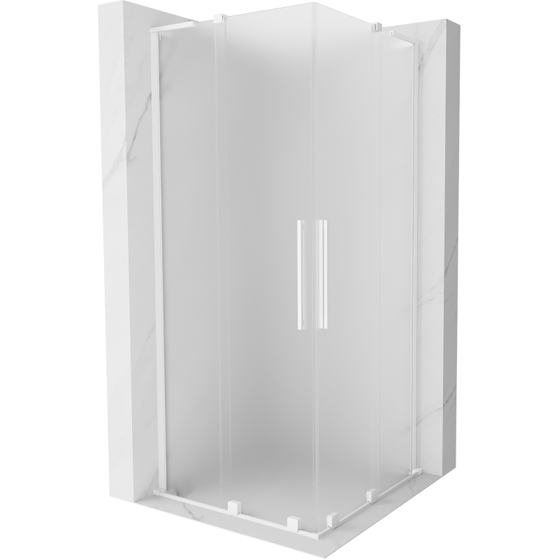Mexen Velar L Duo Duschkabine mit Schiebetür 100 x 100 cm, Frost, Weiß - 871-100-100-02-33-20