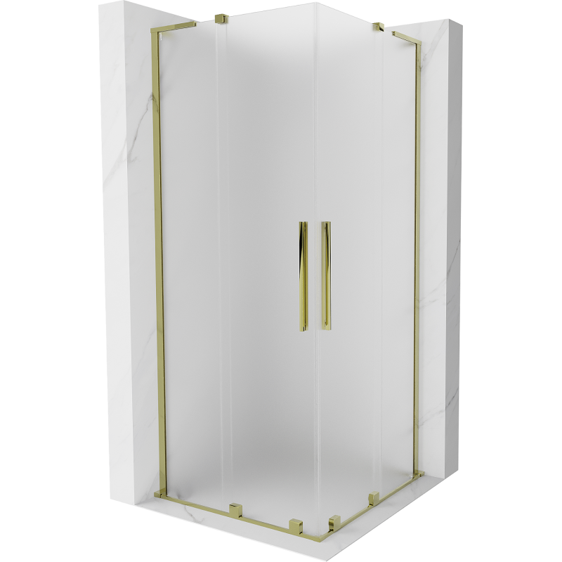 Mexen Velar L Duo Schiebeduschkabine 80 x 80 cm, matt, gold - 871-080-080-02-33-50