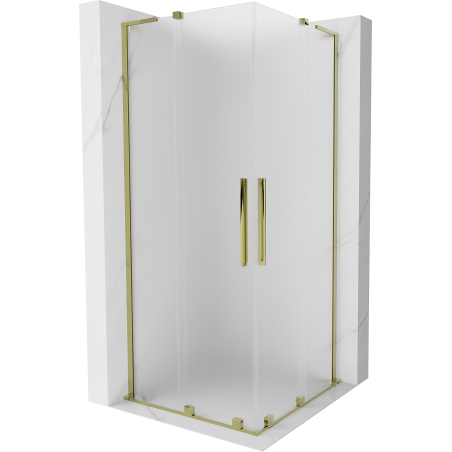 Mexen Velar L Duo Schiebeduschkabine 80 x 80 cm, matt, gold - 871-080-080-02-33-50