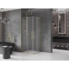 Mexen Velar L Duo Schiebeduschkabine 100 x 100 cm, Milchglas, Gold - 871-100-100-02-33-50
