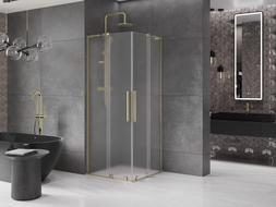 Mexen Velar L Duo Schiebeduschkabine 80 x 80 cm, matt, gold - 871-080-080-02-33-50