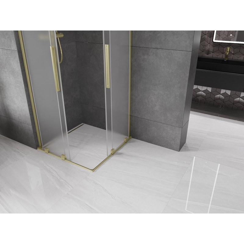 Mexen Velar L Duo Schiebedusche 90 x 90 cm, satiniert, gebürstetes Gold - 871-090-090-02-33-55