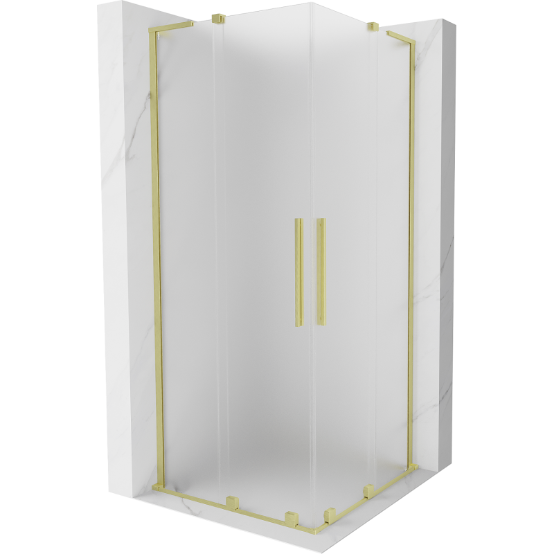Mexen Velar L Duo Duschkabine Schiebetür 80 x 80 cm, matt, gebürstetes Gold - 871-080-080-02-33-55