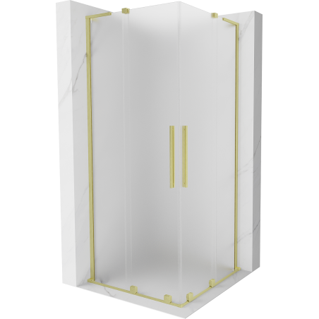 Mexen Velar L Duo Duschkabine Schiebetür 80 x 80 cm, matt, gebürstetes Gold - 871-080-080-02-33-55