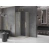Mexen Velar L Duo Duschkabine zum Schieben 100 x 100 cm, Milchglas, gebürstetes Gold - 871-100-100-02-33-55