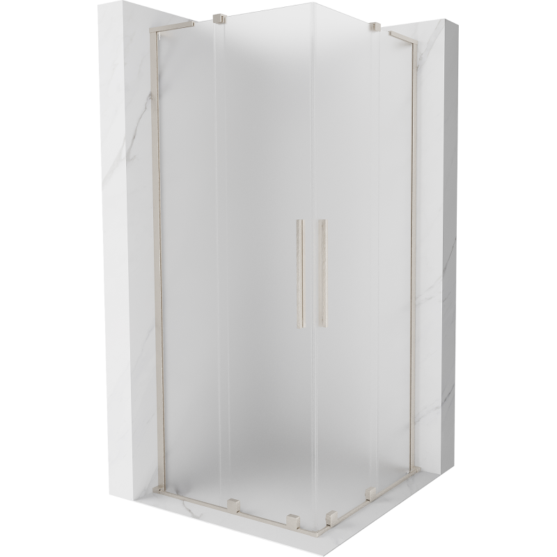 Mexen Velar L Duo Duschkabine Schiebetür 80 x 80 cm, satin, gebürsteter Nickel - 871-080-080-02-33-97