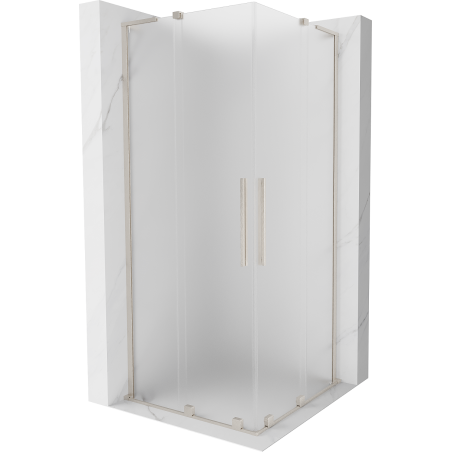 Mexen Velar L Duo Duschkabine Schiebetür 90 x 90 cm, Frost, gebürstetes Nickel - 871-090-090-02-33-97