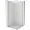 Mexen Velar L Duo Duschkabine Schiebetür 90 x 90 cm, Frost, gebürstetes Nickel - 871-090-090-02-33-97