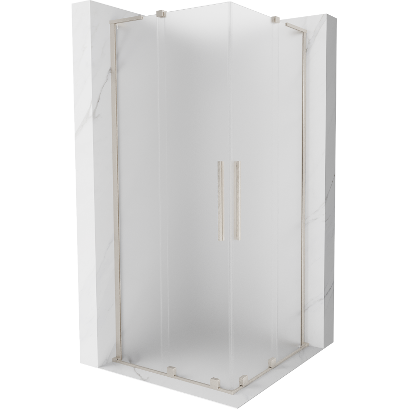Mexen Velar L Duo Schiebeduschkabine 100 x 100 cm, matt, gebürsteter Nickel - 871-100-100-02-33-97