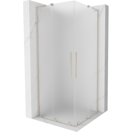 Mexen Velar L Duo Schiebeduschkabine 100 x 100 cm, matt, gebürsteter Nickel - 871-100-100-02-33-97