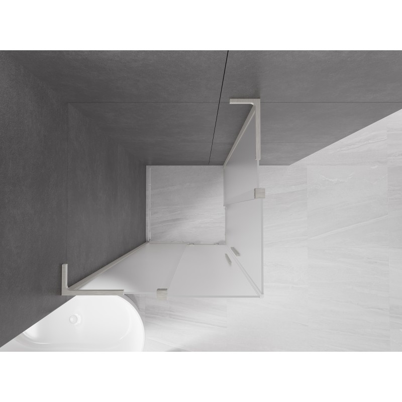 Mexen Velar L Duo Duschkabine Schiebetür 90 x 90 cm, Frost, gebürstetes Nickel - 871-090-090-02-33-97