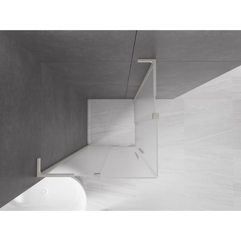 Mexen Velar L Duo Schiebeduschkabine 100 x 100 cm, matt, gebürsteter Nickel - 871-100-100-02-33-97