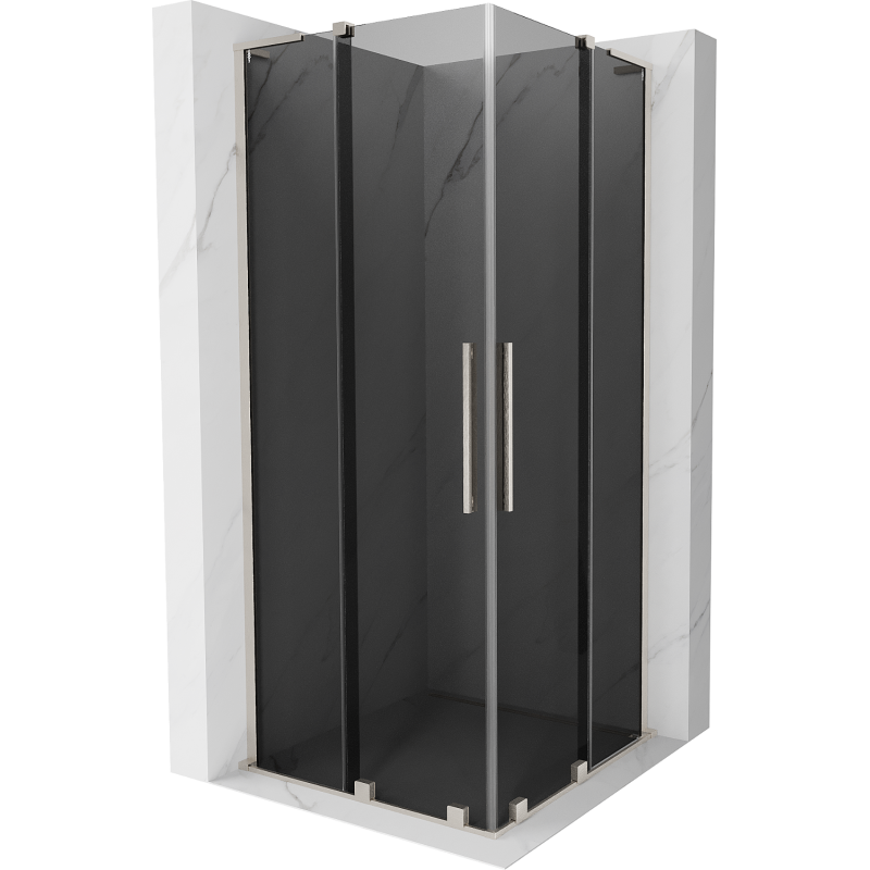 Mexen Velar L Duo Schiebeduschkabine 80 x 80 cm, Graphit, gebürsteter Nickel - 871-080-080-02-43-97