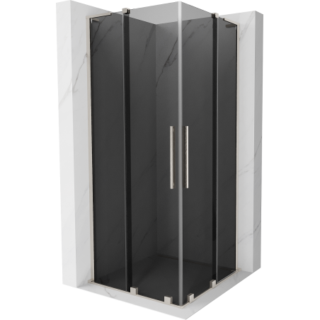 Mexen Velar L Duo Schiebeduschkabine 80 x 80 cm, Graphit, gebürsteter Nickel - 871-080-080-02-43-97