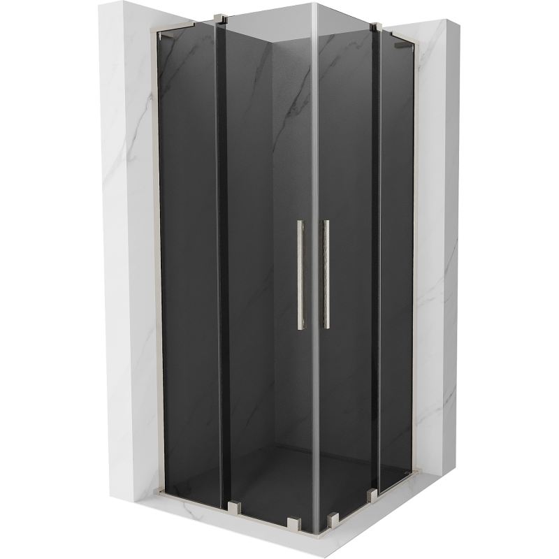 Mexen Velar L Duo Duschkabine, Schiebetür 90 x 90 cm, Graphit, gebürsteter Nickel - 871-090-090-02-43-97