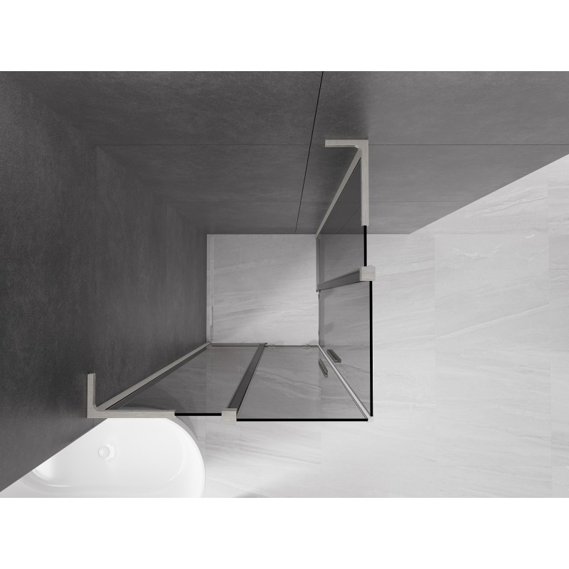 Mexen Velar L Duo Schiebeduschkabine 80 x 80 cm, Graphit, gebürsteter Nickel - 871-080-080-02-43-97