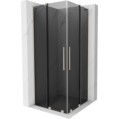 Mexen Velar L Duo Schiebeduschkabine 100 x 100 cm, Grafit, Gebürsteter Nickel - 871-100-100-02-43-97