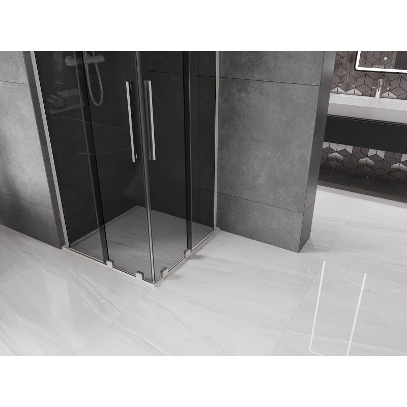 Mexen Velar L Duo Schiebeduschkabine 100 x 100 cm, Grafit, Gebürsteter Nickel - 871-100-100-02-43-97