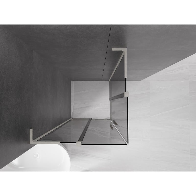 Mexen Velar L Duo Schiebeduschkabine 100 x 100 cm, Grafit, Gebürsteter Nickel - 871-100-100-02-43-97