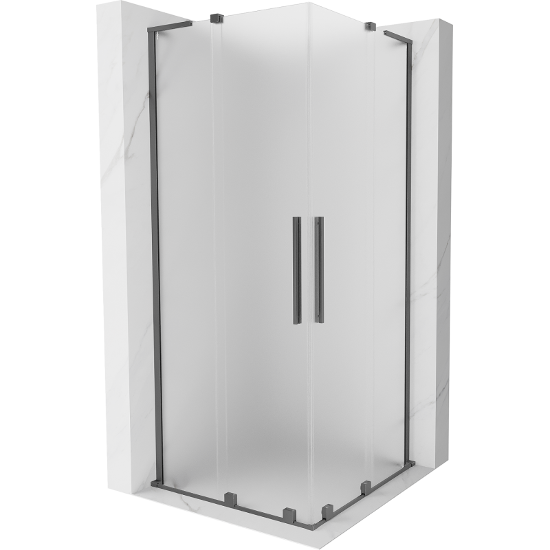 Mexen Velar L Duo Schiebeduschkabine 80 x 80 cm, Mattglas, Gun Metal - 871-080-080-02-33-95