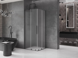 Mexen Velar L Duo Schiebeduschkabine 100 x 100 cm, Frost, Gun Metal - 871-100-100-02-33-95