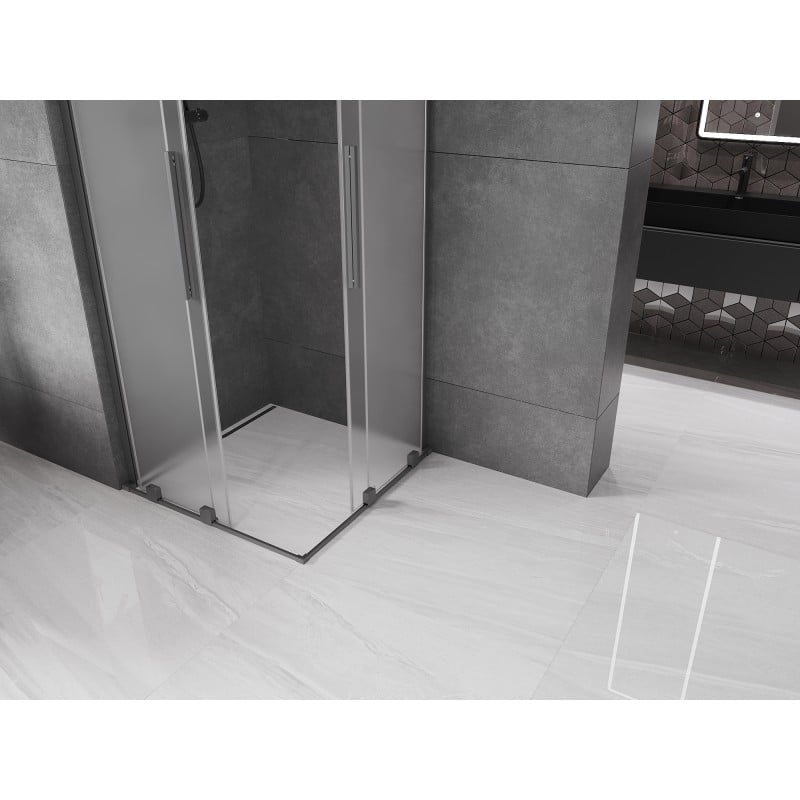 Mexen Velar L Duo Duschkabine Schiebetür 90 x 90 cm, matt, Gunmetal - 871-090-090-02-33-95