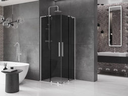Mexen Velar L Duo Duschkabine schiebbar 90 x 90 cm, Grafit, Chrom - 871-090-090-02-43-01