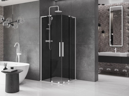 Mexen Velar L Duo Duschkabine Schiebetür 80 x 80 cm, grafit, weiß - 871-080-080-02-43-20